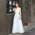 Q028 In Stock 4 different patterns One Shoulder Ribbons Floor Length A-line Chiffon bridesmaid dress light Blue